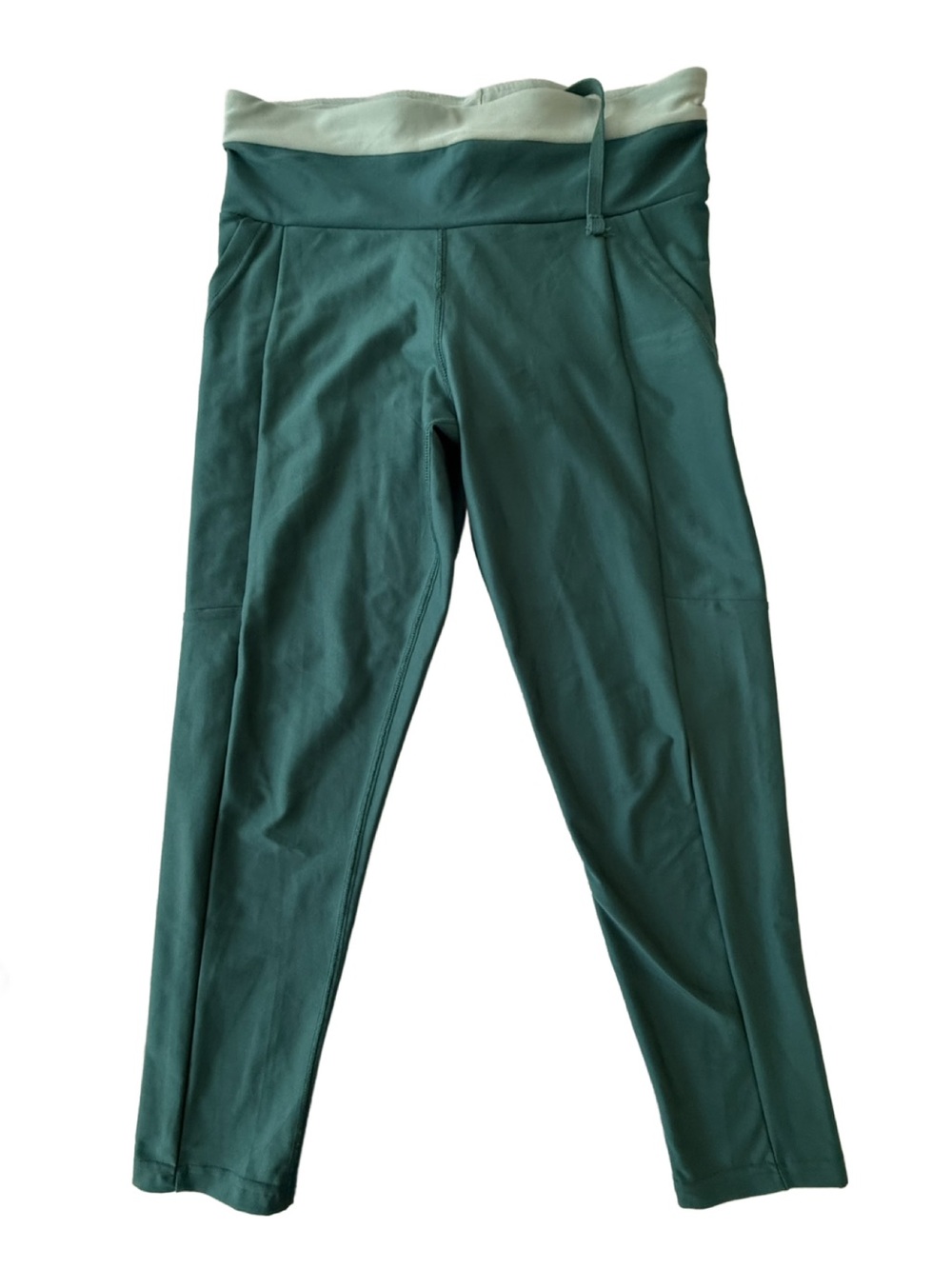 Crane Green High-Waist Athletic/Yoga Pants with Contrast Waistband. Medium 8-10